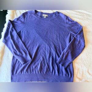 LOFT Purple Cotton Sweater Women Large Crewneck Lightweight